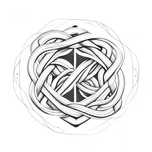 geometric interpretation of a sailor's knot intertwined with waves, and two row boats  tattoo design idea