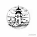 lighthouse framed with a sailors knot, couples tattoo symbolizing love tattoo design idea
