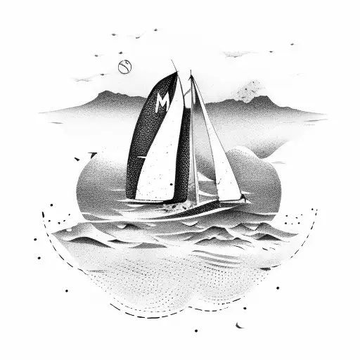 mallorca rum  kitesurf  sailing boat  tattoo design idea
