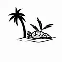 a palm tree and turtle abstract tattoo design idea