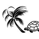 a palm tree and turtle abstract tattoo design idea
