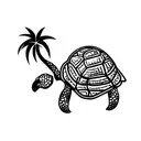 a palm tree and turtle abstract tattoo design idea