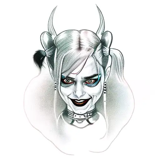 Harley Quinn standing side view  tattoo design idea