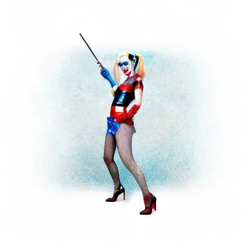 Harley Quinn standing side view  tattoo design idea