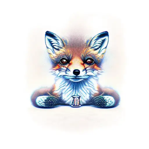 tiny baby fox with a cute mustache  tattoo design idea