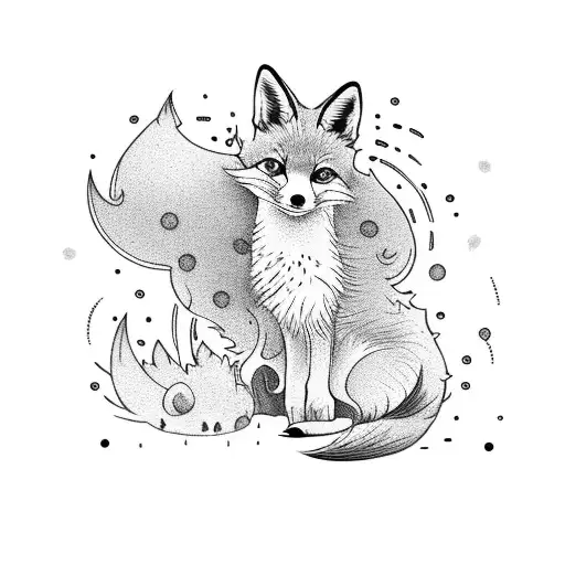 tiny baby fox with a cute mustache  tattoo design idea