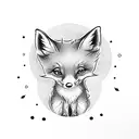 tiny baby fox with a cute mustache  tattoo design idea