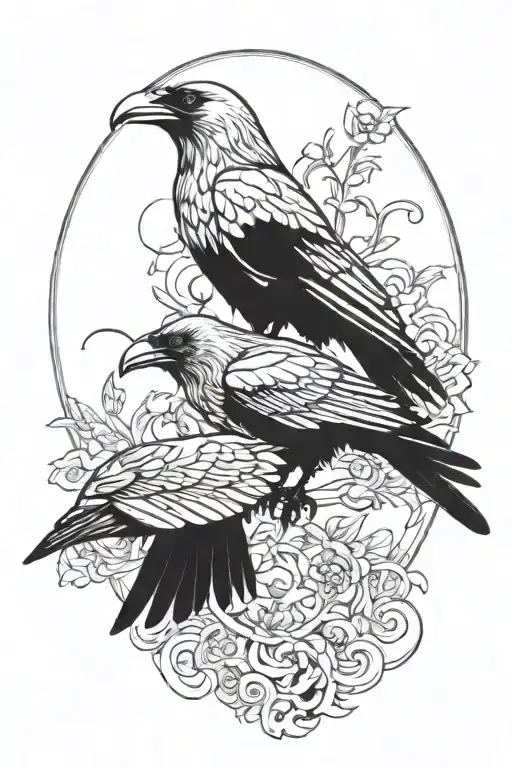 odin ravens tattoo design idea