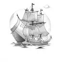 sunken ship tattoo design idea