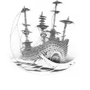 sunken ship tattoo design idea