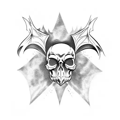 bat winged skull tattoo design idea