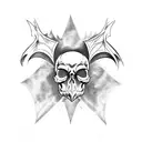 bat winged skull tattoo design idea