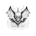 bat winged skull tattoo design idea