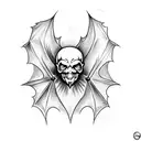 bat winged skull tattoo design idea