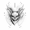 bat winged skull tattoo design idea