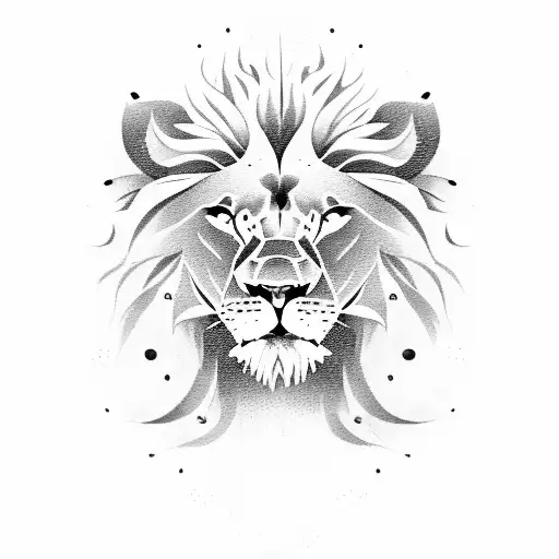 lion coming out of storm with butterflies tattoo design idea