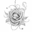 thorn tendril with small roses tattoo design idea