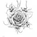 thorn tendril with small roses tattoo design idea