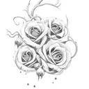 thorn tendril with small roses tattoo design idea