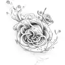 thorn tendril with small roses tattoo design idea