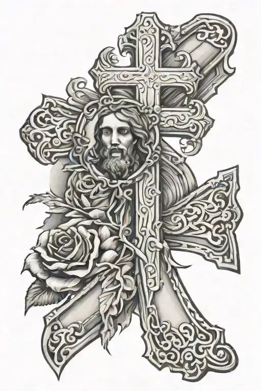 jesus christ cross with Bible Verse Mark 9:23 written tattoo design idea