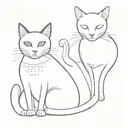 black cat named Apollo and Siamese named Astrid. spaced themed black and white fine line tattoo design idea