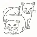 black cat named Apollo and Siamese named Astrid. spaced themed black and white fine line tattoo design idea