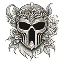 roses gladiator mask adorned tattoo design idea