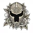 roses gladiator mask adorned tattoo design idea