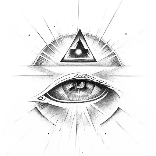 all seeing eye with a mystic forest tattoo design idea