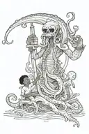 Kraken killing black boy tattoo design idea