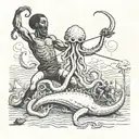 Kraken killing black boy tattoo design idea
