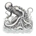 Kraken killing black boy tattoo design idea