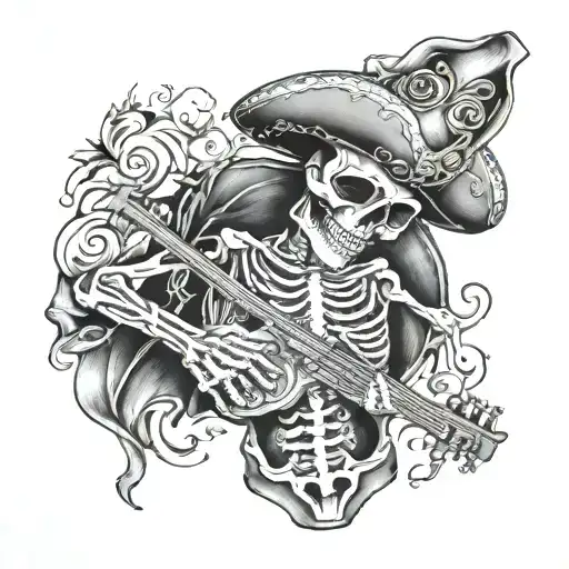 mariachi skeleton wrapped tattoo design idea