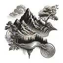 mountain landscape universal sound tattoo design idea