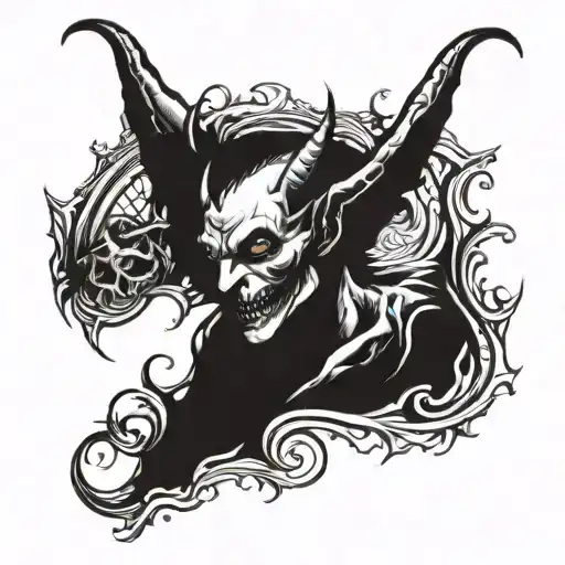 scary devil half angel tattoo design idea