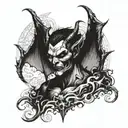 scary devil half angel tattoo design idea