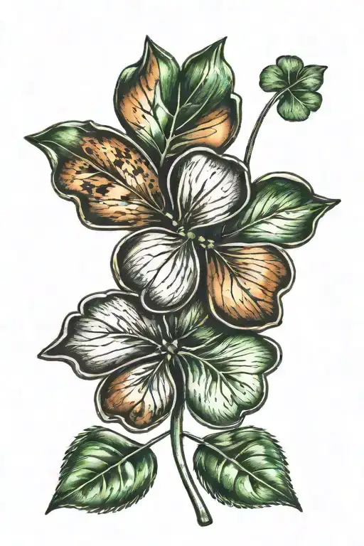 Lucky penny and 4 leaf clover tattoo design idea