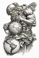 Atlas from greek mythology holding the globe on his back  tattoo design idea