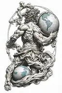 Atlas from greek mythology holding the globe on his back  tattoo design idea