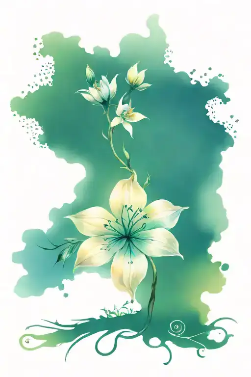 tree of life and columbine flower tattoo design idea