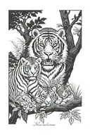 Chimp and tiger in nature scene tattoo design idea
