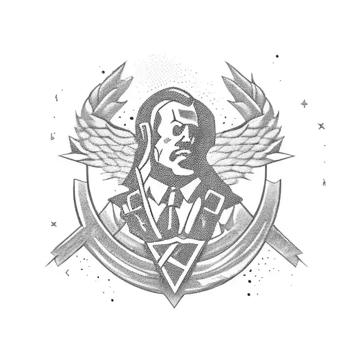 fallen soldier statue tattoo design idea