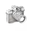 old camera with camera film coming out of it tattoo design idea