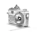 old camera with camera film coming out of it tattoo design idea