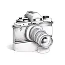 old camera with camera film coming out of it tattoo design idea