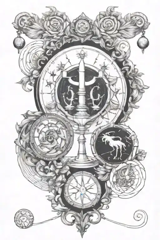 libra capricorn gemini zodiac sign tattoo design idea