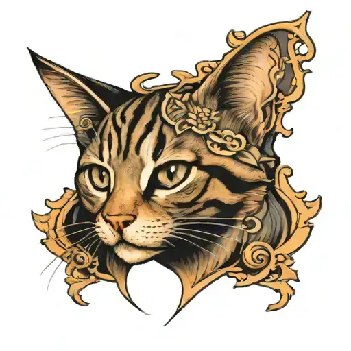 Tabby cat facing forward  tattoo design idea