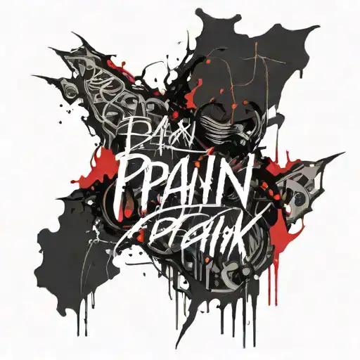 PAIN inscription in black metal style on the neck tattoo design idea