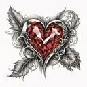 heart shaped ruby crystal heart tattoo design idea